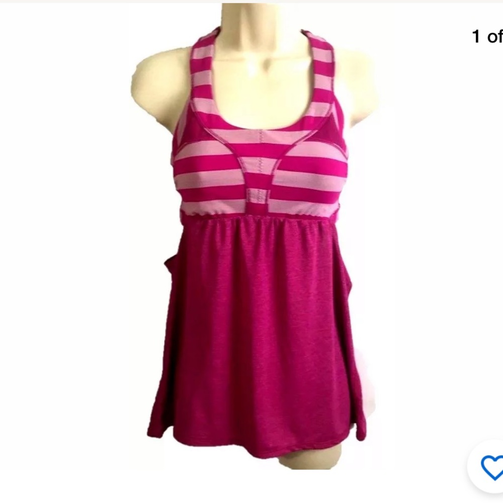 Lululemon athletic top 6 no limits pink stripe